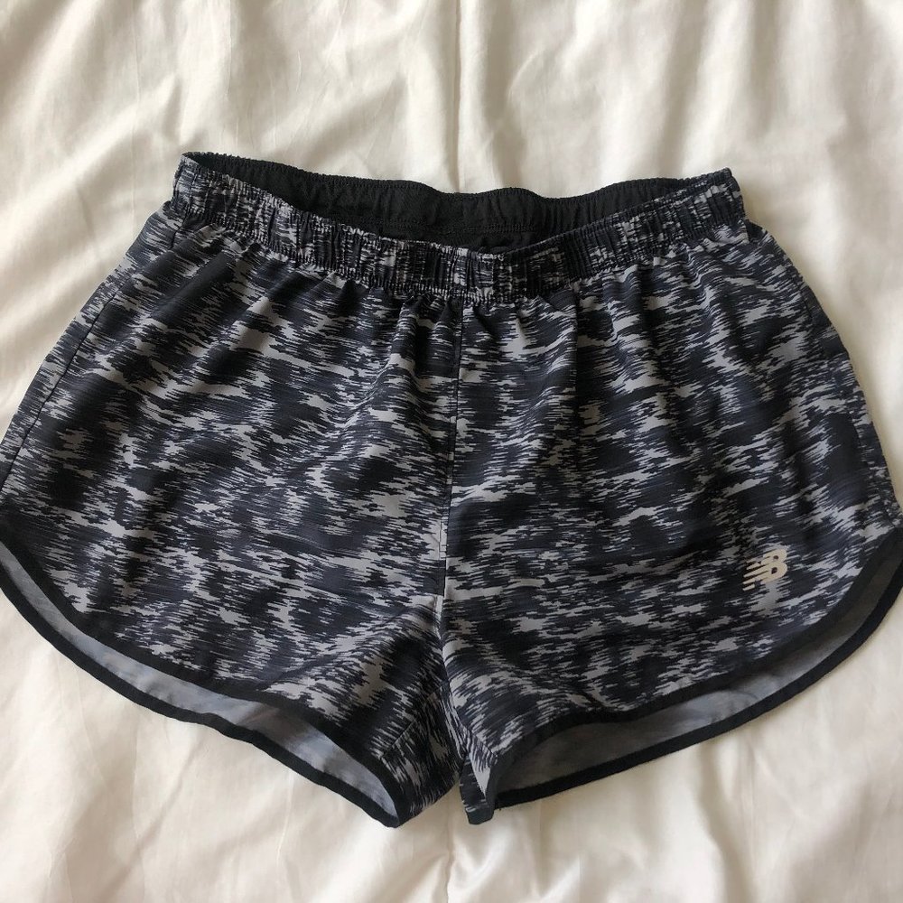 New Balance Black and Gray Camo Shorts- S